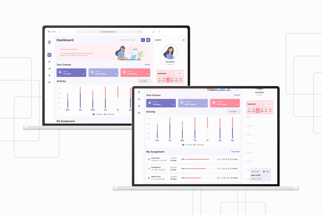 紫色学习数据相关后台管理网页UI素材包（Figma）