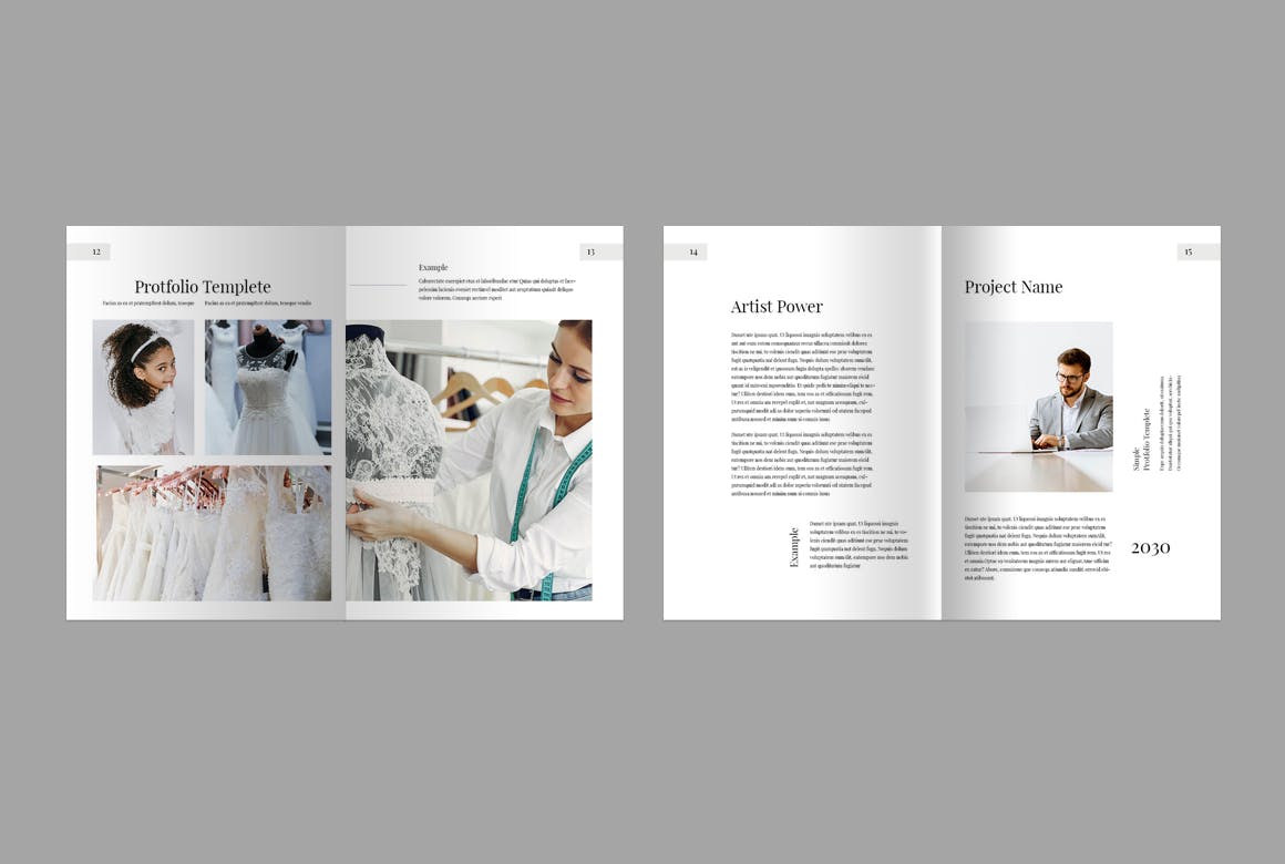 简洁的作品集杂志画册模版素材包