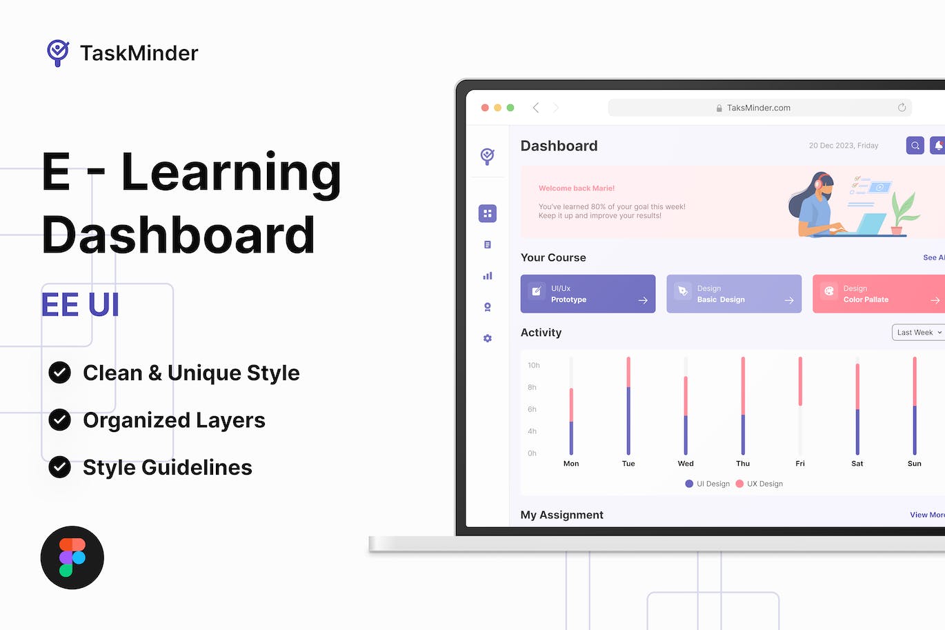 紫色学习数据相关后台管理网页UI素材包（Figma）
