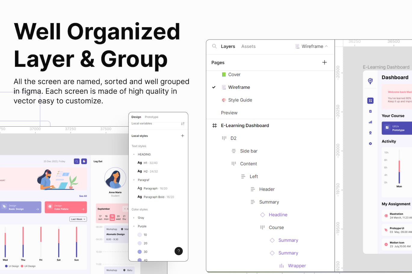 紫色学习数据相关后台管理网页UI素材包（Figma）