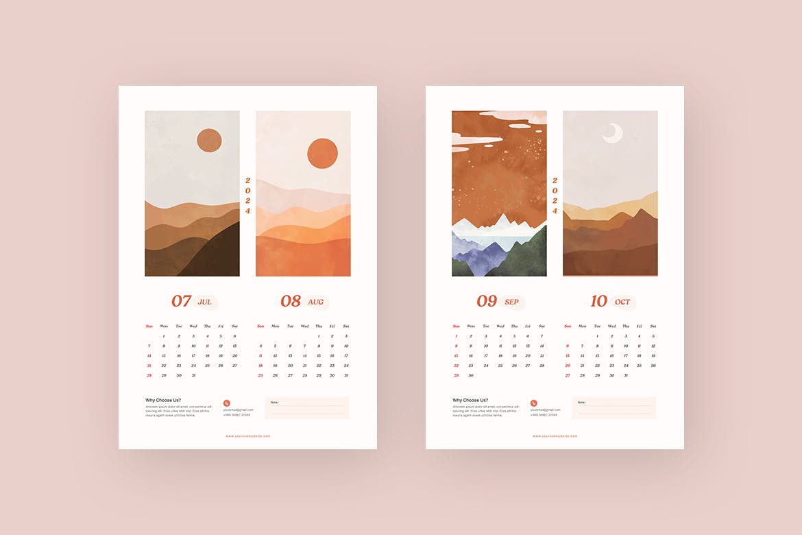 2024年最新多用途可定制简约日历素材包-3 2024年最新多用途可定制简洁日历素材包