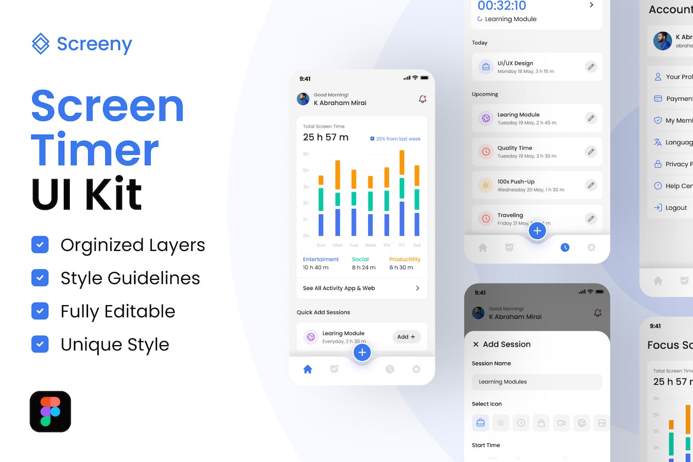 屏幕定时器UI界面素材包