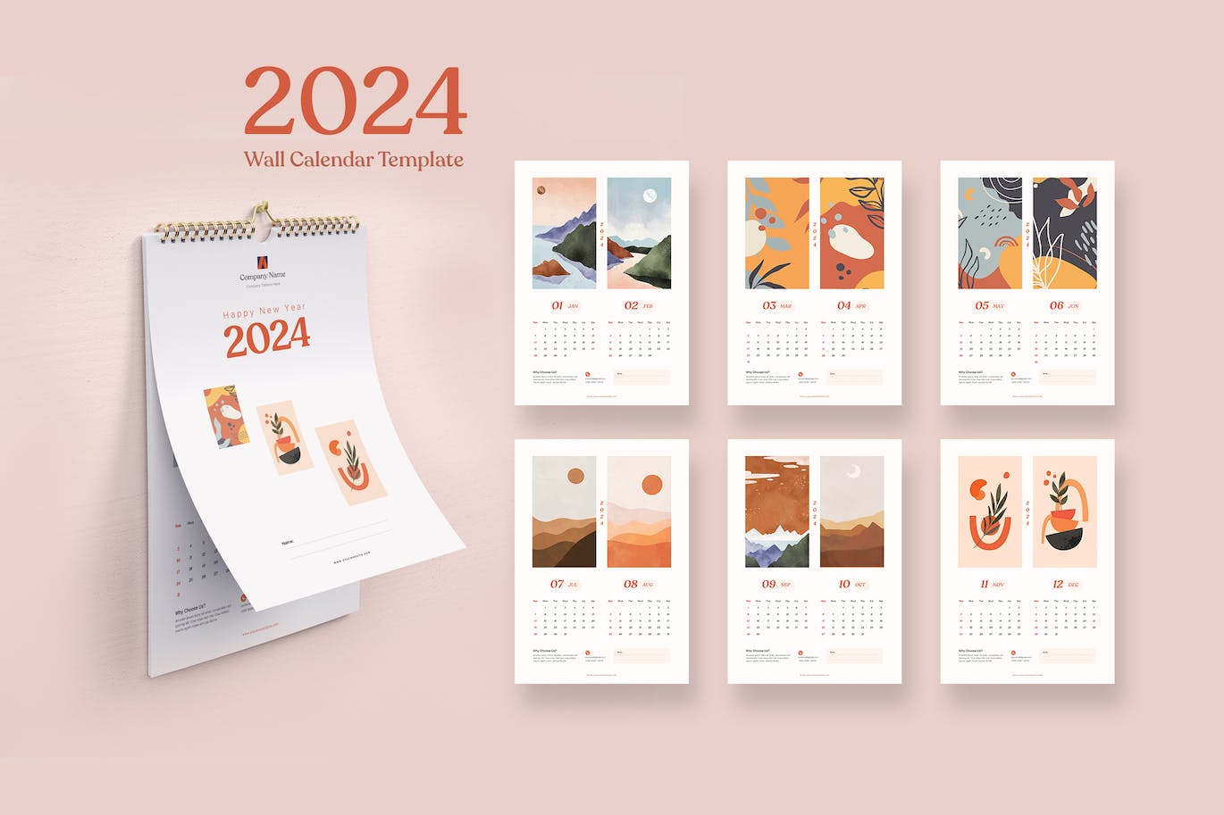 2024年最新多用途可定制简约日历素材包-1 2024年最新多用途可定制简洁日历素材包