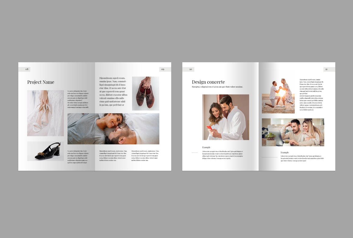 简洁的作品集杂志画册模版素材包