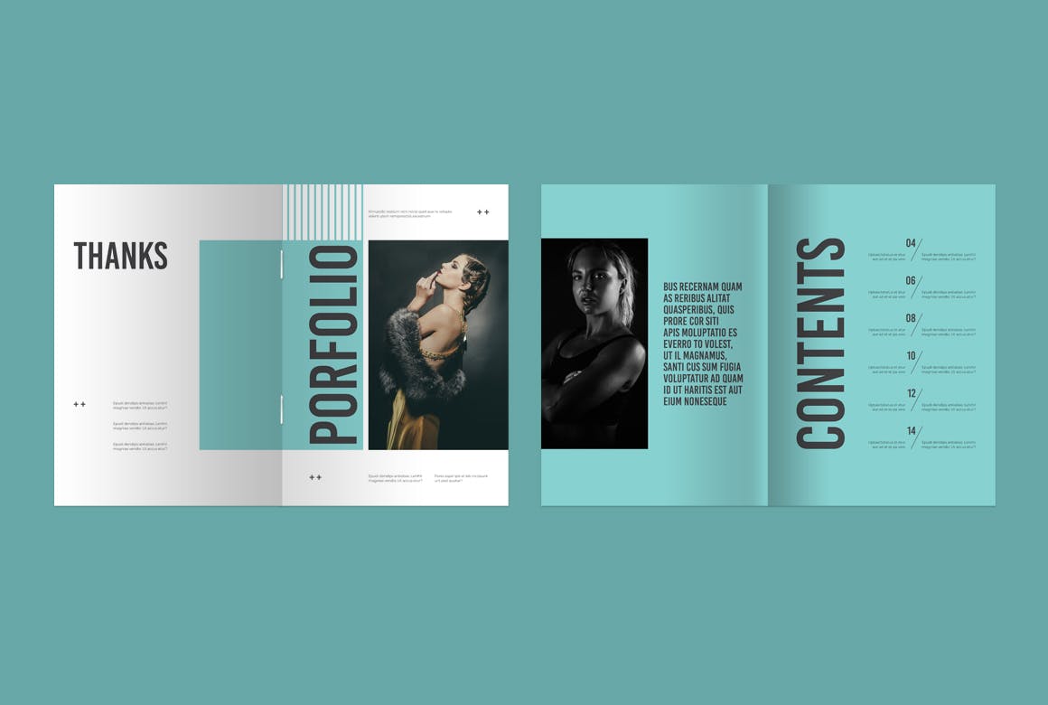 干净简洁的蒂芙尼蓝杂志画册模版素材包