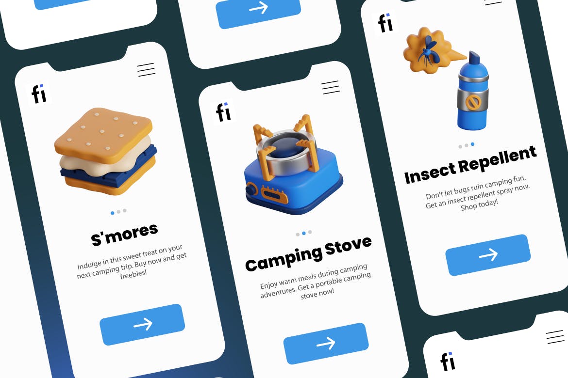 30个露营主题Blender 3D图标素材包