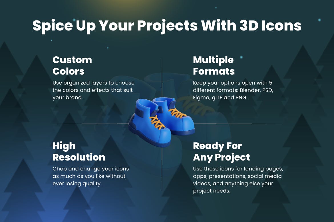 30个露营主题Blender 3D图标素材包