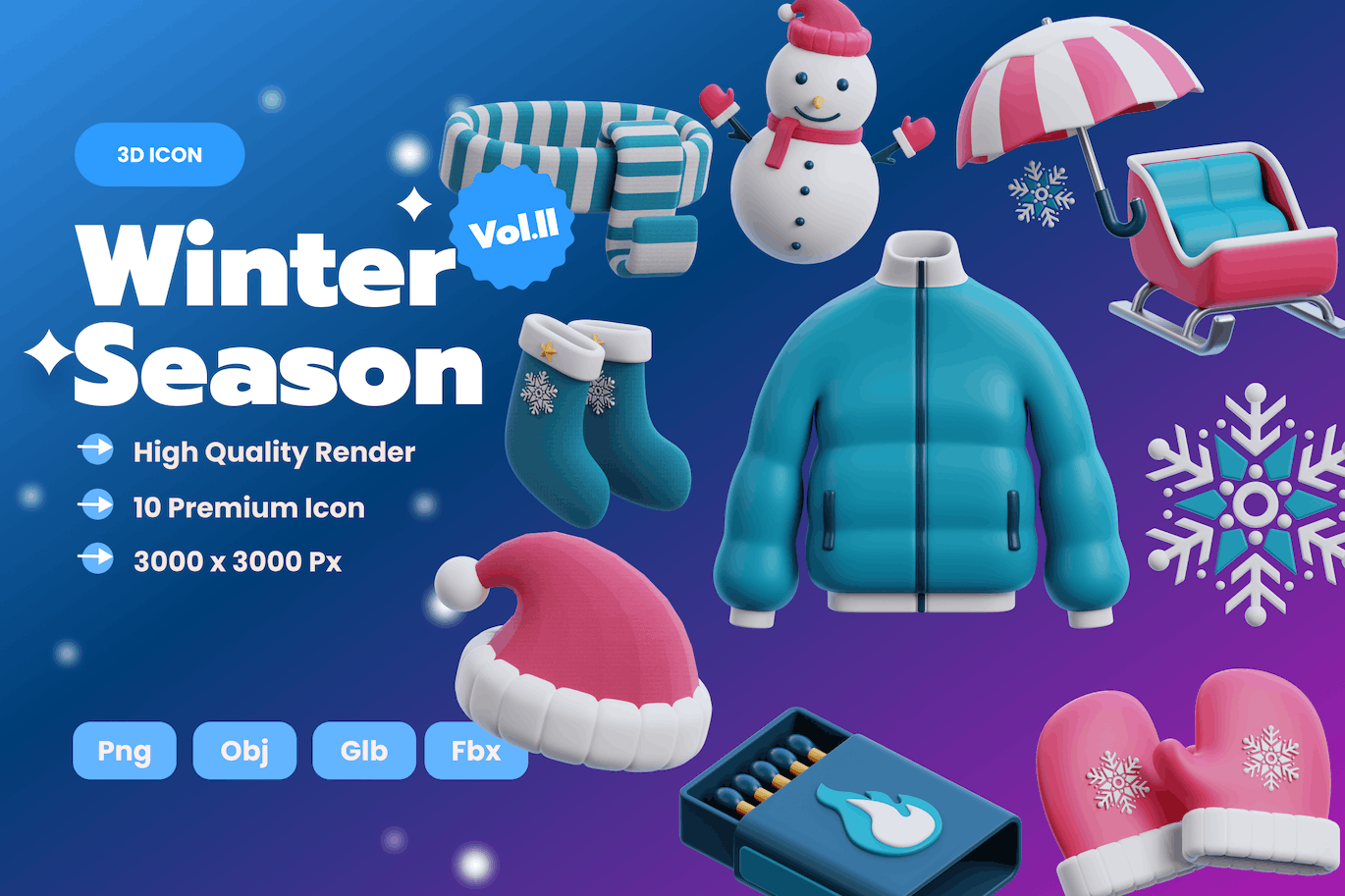 10个冬季3D元素图标素材包(PNG,FBX,OBJ)-1 10个冬季3D元素图标素材包(PNG,FBX,OBJ)
