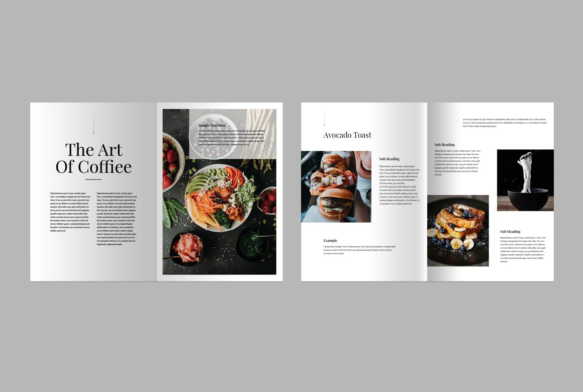 漂亮的适合美食主题的杂志画册模版素材