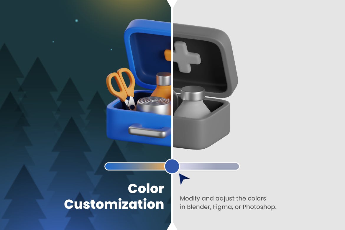 30个露营主题Blender 3D图标素材包