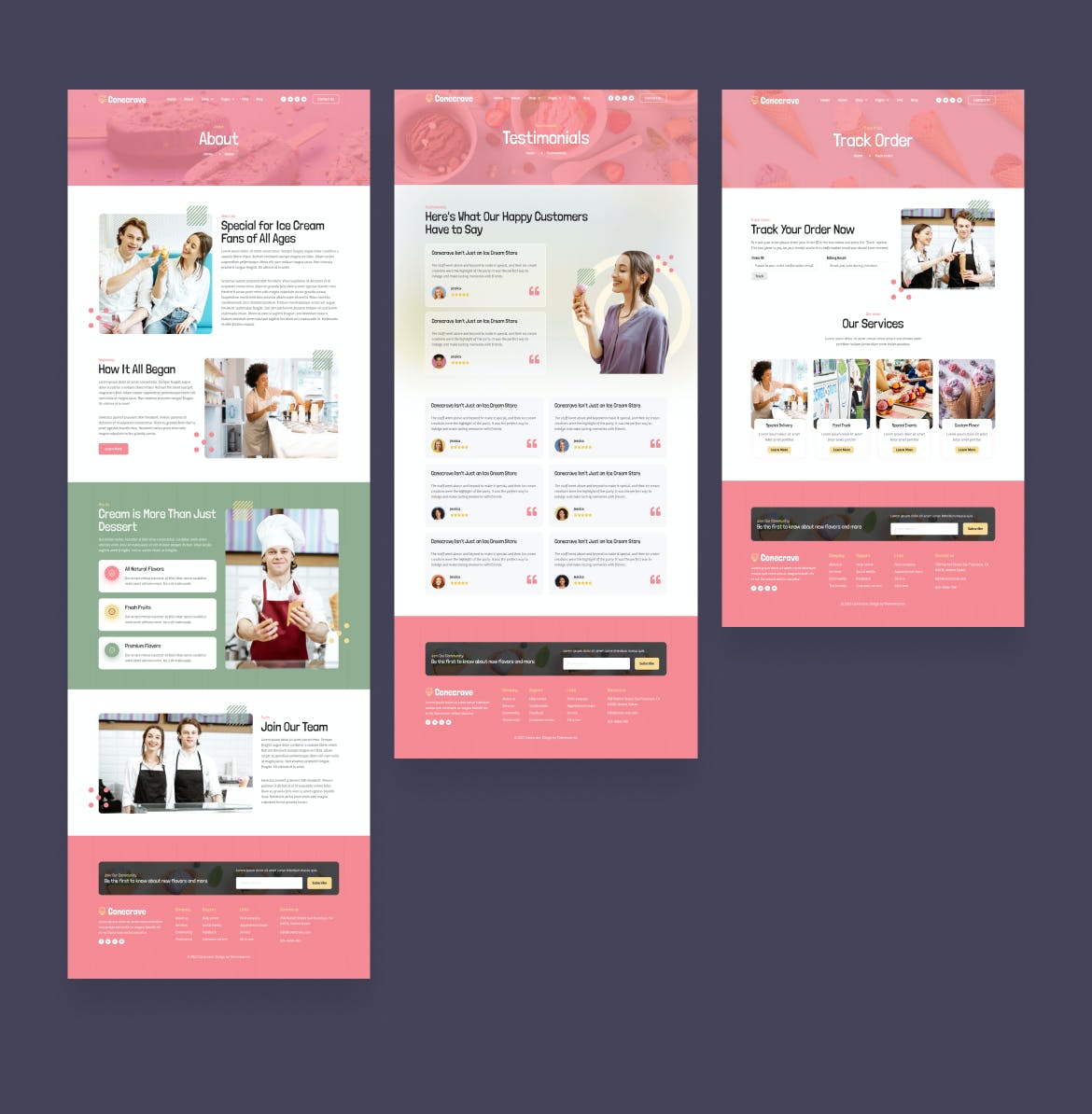 粉色冰淇淋蛋糕糖果店UI网页模版（Figma）