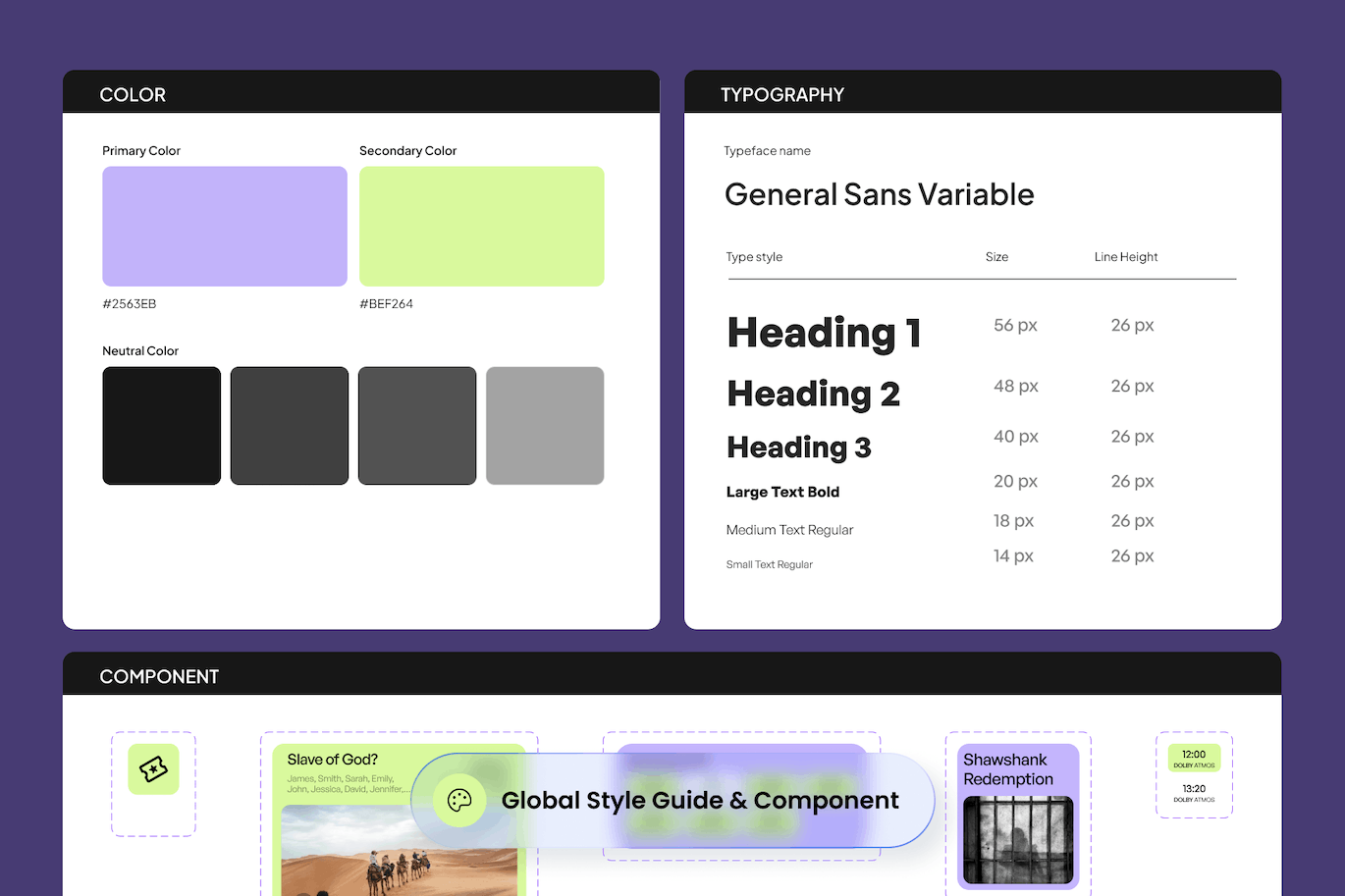 紫色电影票移动应用APP UI界面素材包