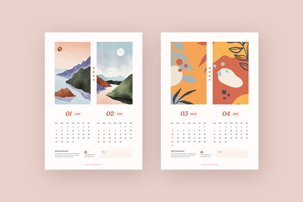2024年最新多用途可定制简约日历素材包-4 2024年最新多用途可定制简洁日历素材包