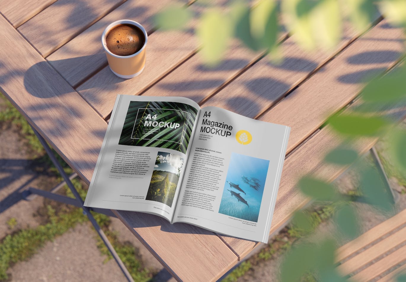 带光影的哑光杂志PSD样机素材