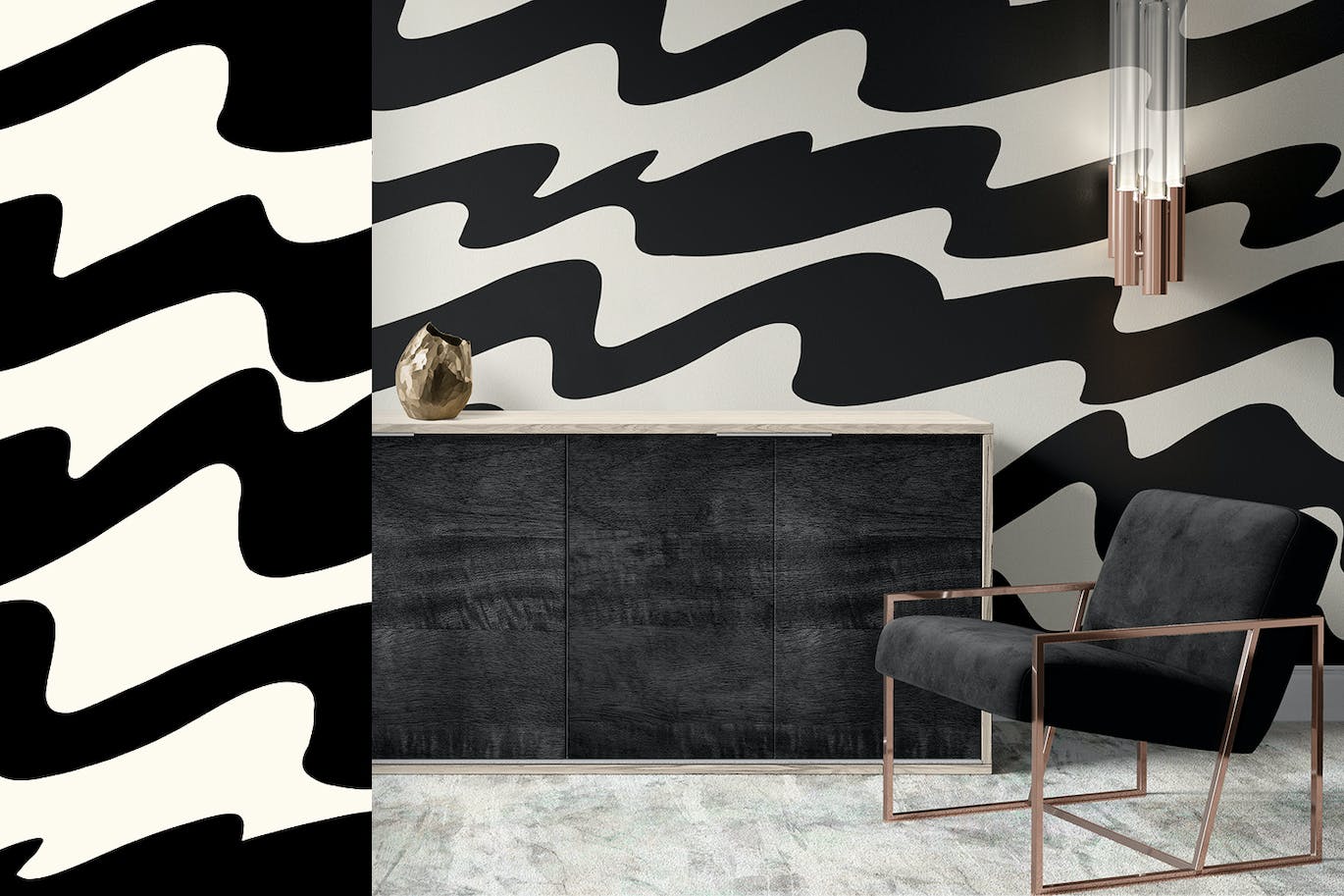 拥有艺术效果的抽象黑色波浪背景矢量素材（AI,EPS,JPG,SVG）