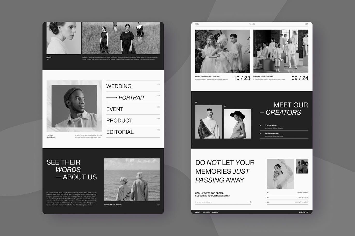 黑白调性摄影风格网页UI模版下载-3 黑白调性摄影风格网页UI模版下载