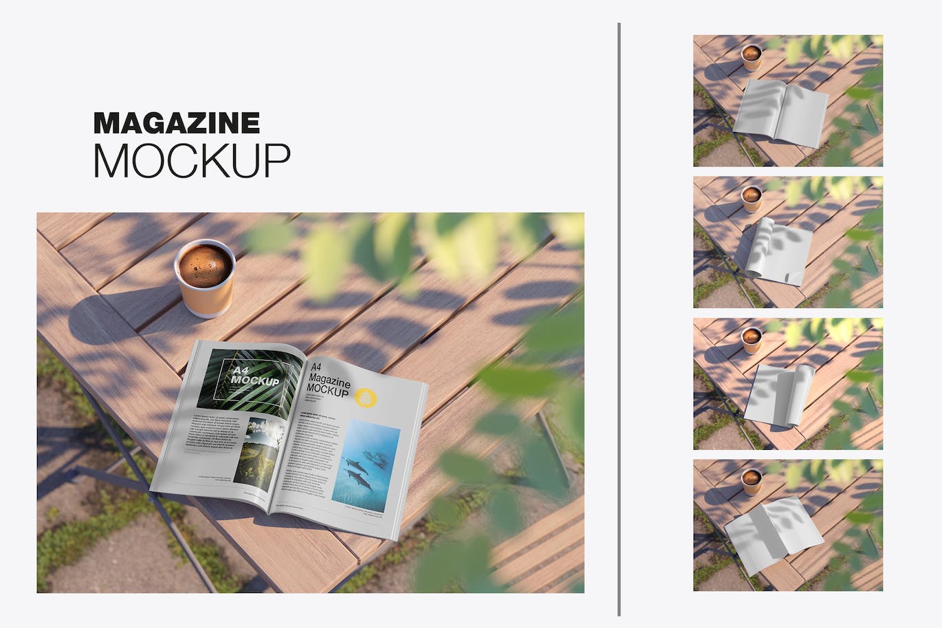 逼真光影哑光杂志PSD样机素材