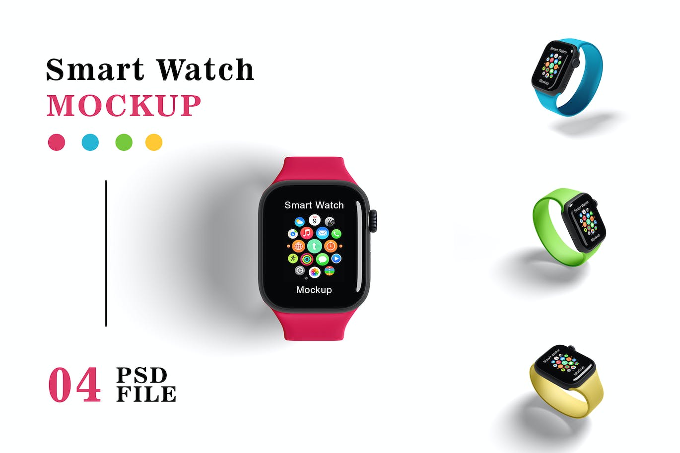 4个智能手表界面PSD样机素材-1 4个智能手表界面PSD样机素材