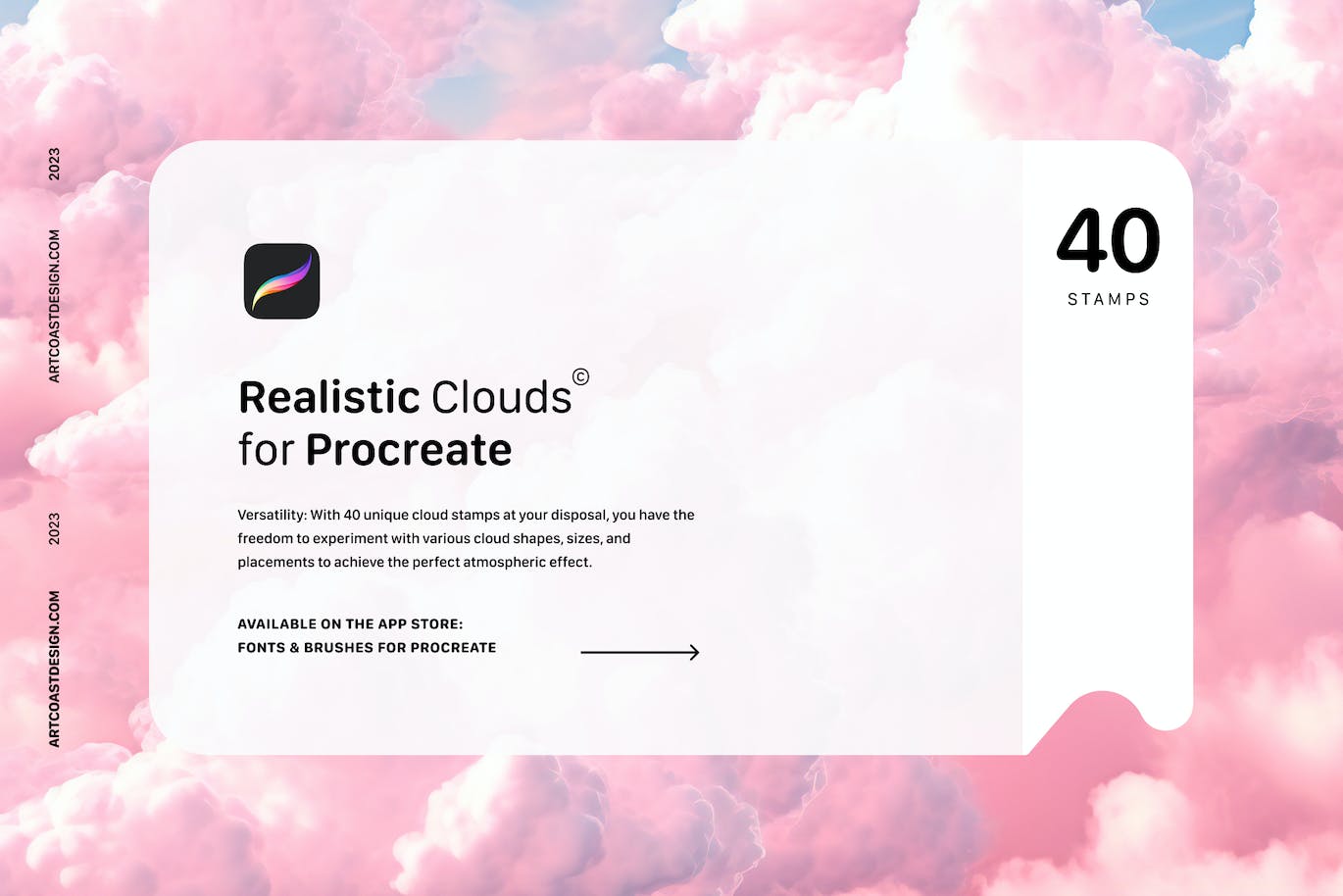 40个应用在Procreate上的逼真云彩笔刷素材包(BRUSHSET)