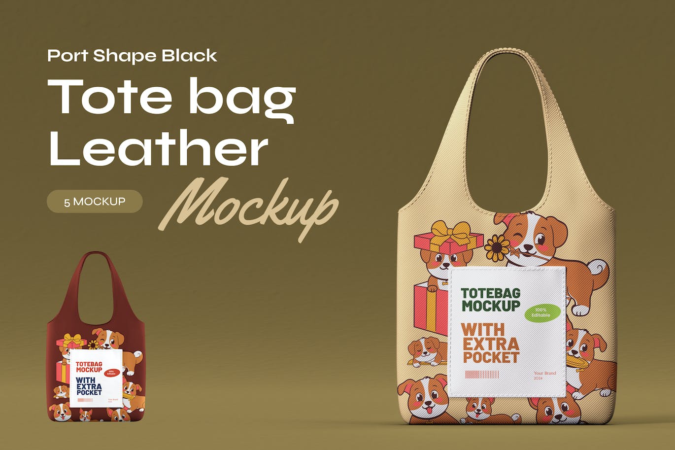 风格可爱的帆布手提袋模型PSD购物袋素材包