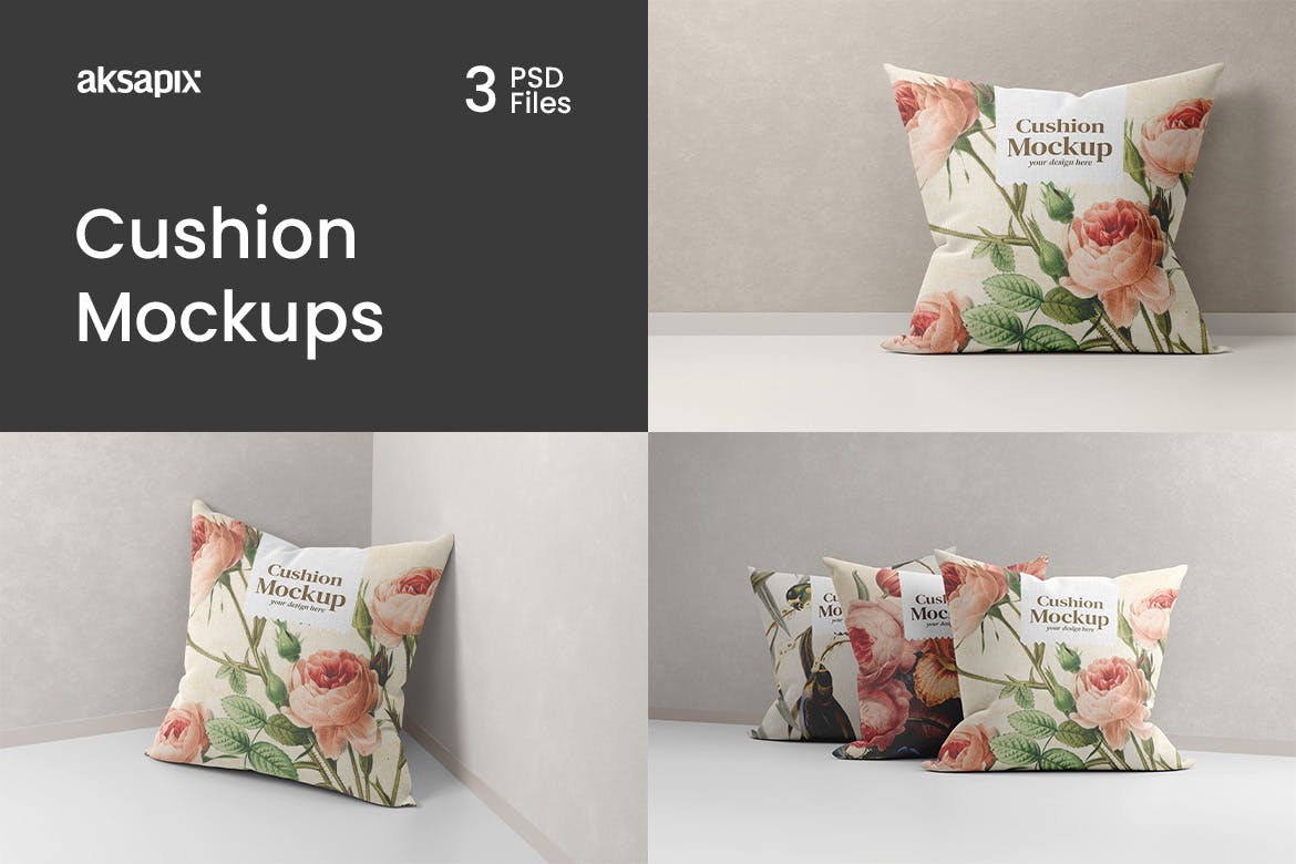 漂亮的坐垫抱枕PSD样机素材