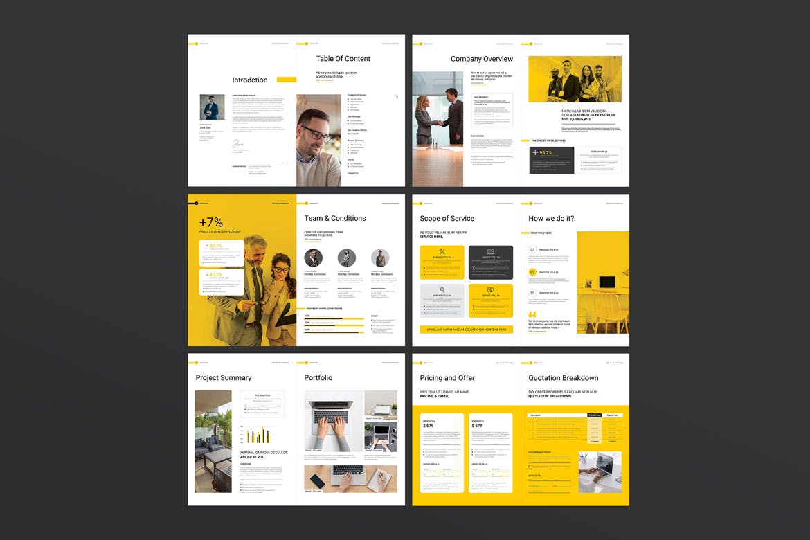 黄黑风格圆形提案模板素材包-2 黄黑风格圆形提案模板素材包