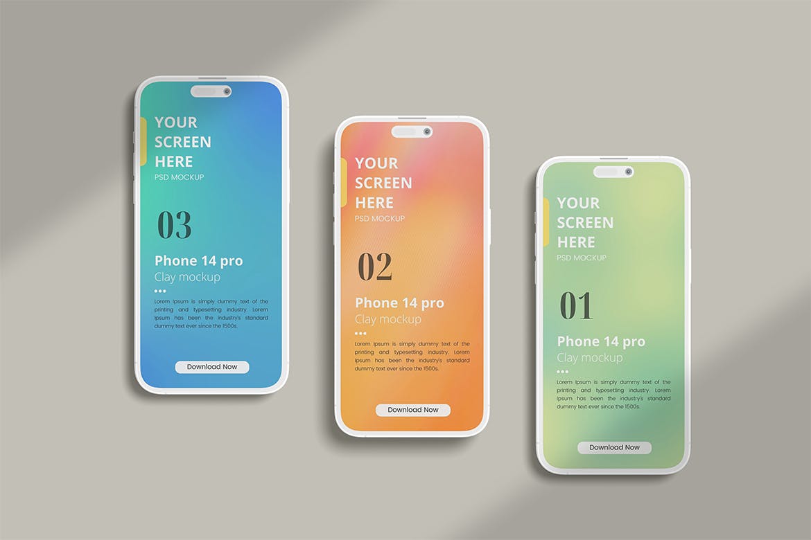 白色优雅智能手机14 Pro样机PSD素材包