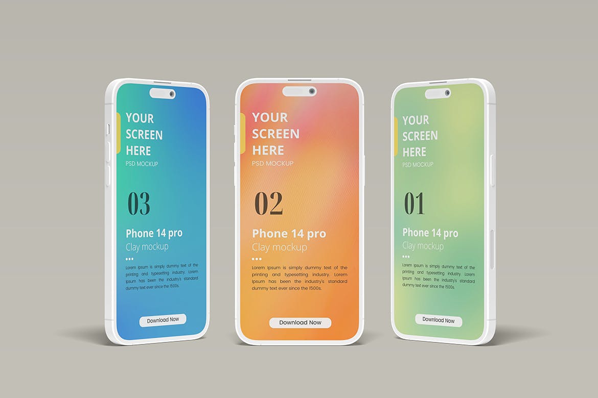 白色优雅智能手机14 Pro样机PSD素材包