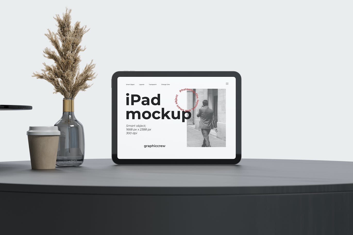 放在黑色桌子上的iPad样机PSD素材包-4 放在黑色桌子上的iPad样机PSD素材包