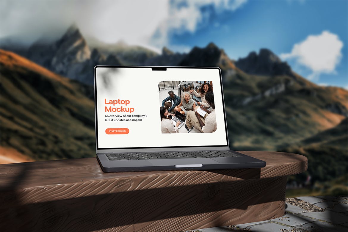 在户外展示的笔记本电脑PSD样机素材包-4 在户外展示的笔记本电脑PSD样机素材包