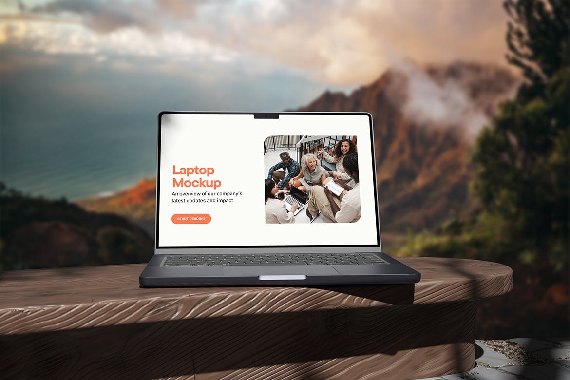 在户外展示的笔记本电脑PSD样机素材包-6 在户外展示的笔记本电脑PSD样机素材包