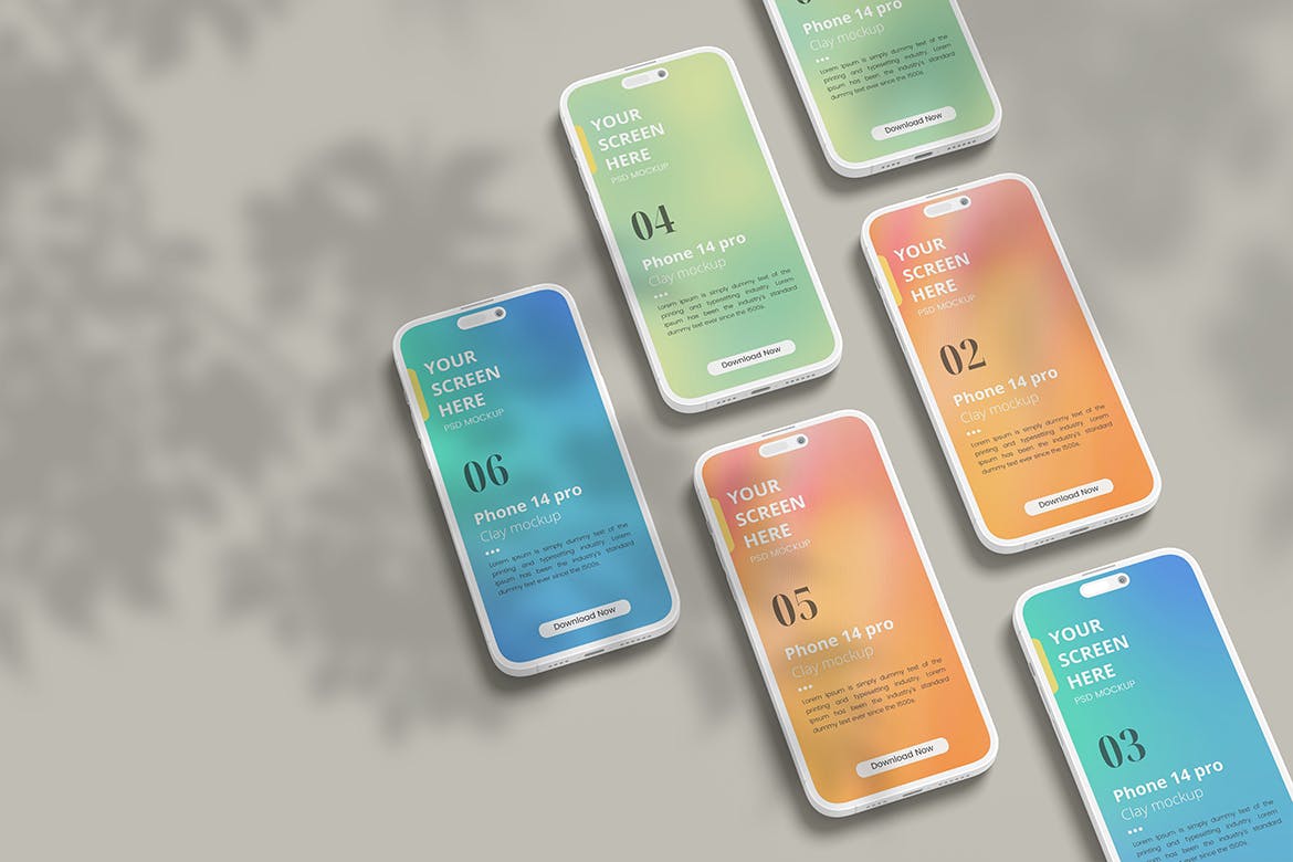 白色优雅智能手机14 Pro样机PSD素材包