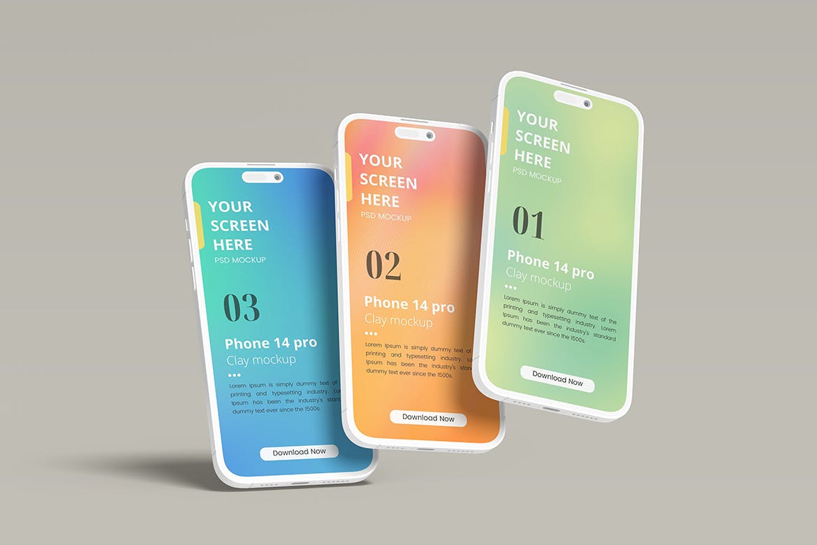 白色优雅智能手机14 Pro样机PSD素材包