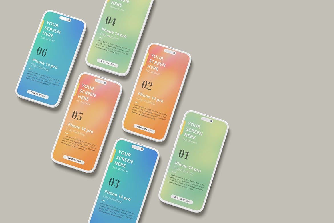 白色优雅智能手机14 Pro样机PSD素材包