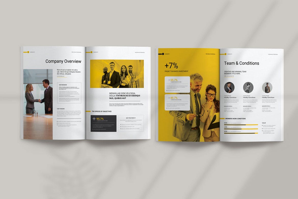 黄黑风格圆形提案模板素材包-5 黄黑风格圆形提案模板素材包