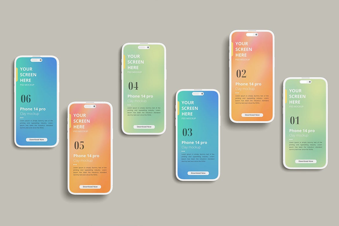 白色优雅智能手机14 Pro样机PSD素材包