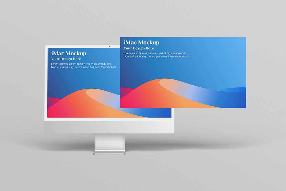 蓝色扁平iMac电脑界面PSD样机素材-4 蓝色扁平iMac电脑界面PSD样机素材