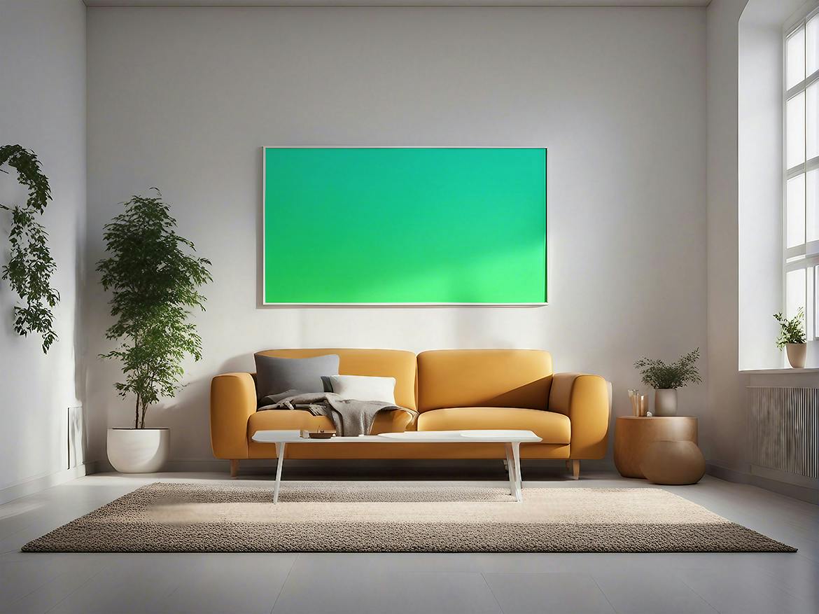 客厅墙上相框PSD样机素材包