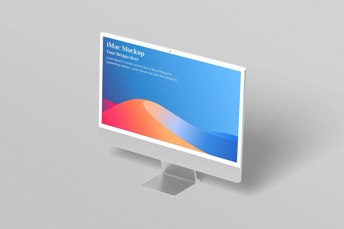 蓝色扁平iMac电脑界面PSD样机素材-2 蓝色扁平iMac电脑界面PSD样机素材
