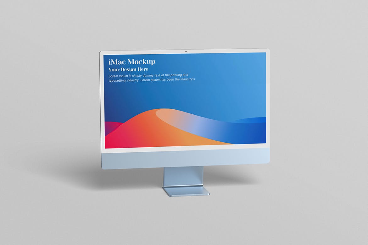 蓝色扁平iMac电脑界面PSD样机素材-3 蓝色扁平iMac电脑界面PSD样机素材