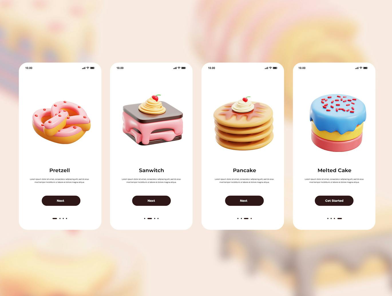 10个甜点蛋糕甜甜圈主题3D模型素材包