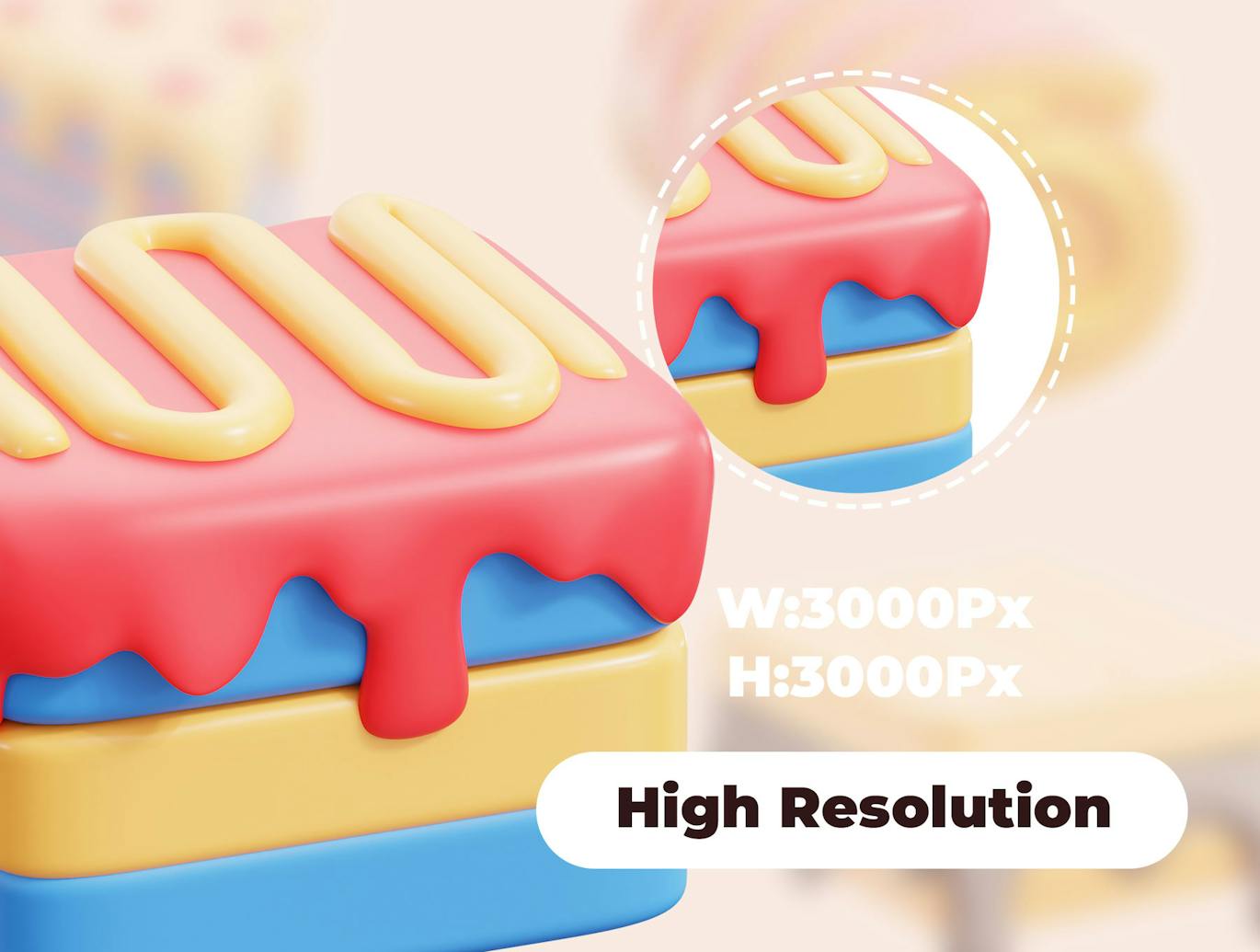 10个甜点蛋糕甜甜圈主题3D模型素材包