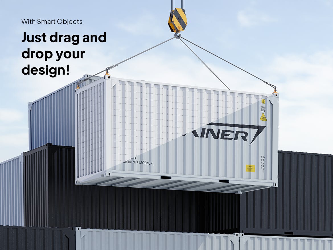 真实的海运集装箱货柜PSD样机素材包