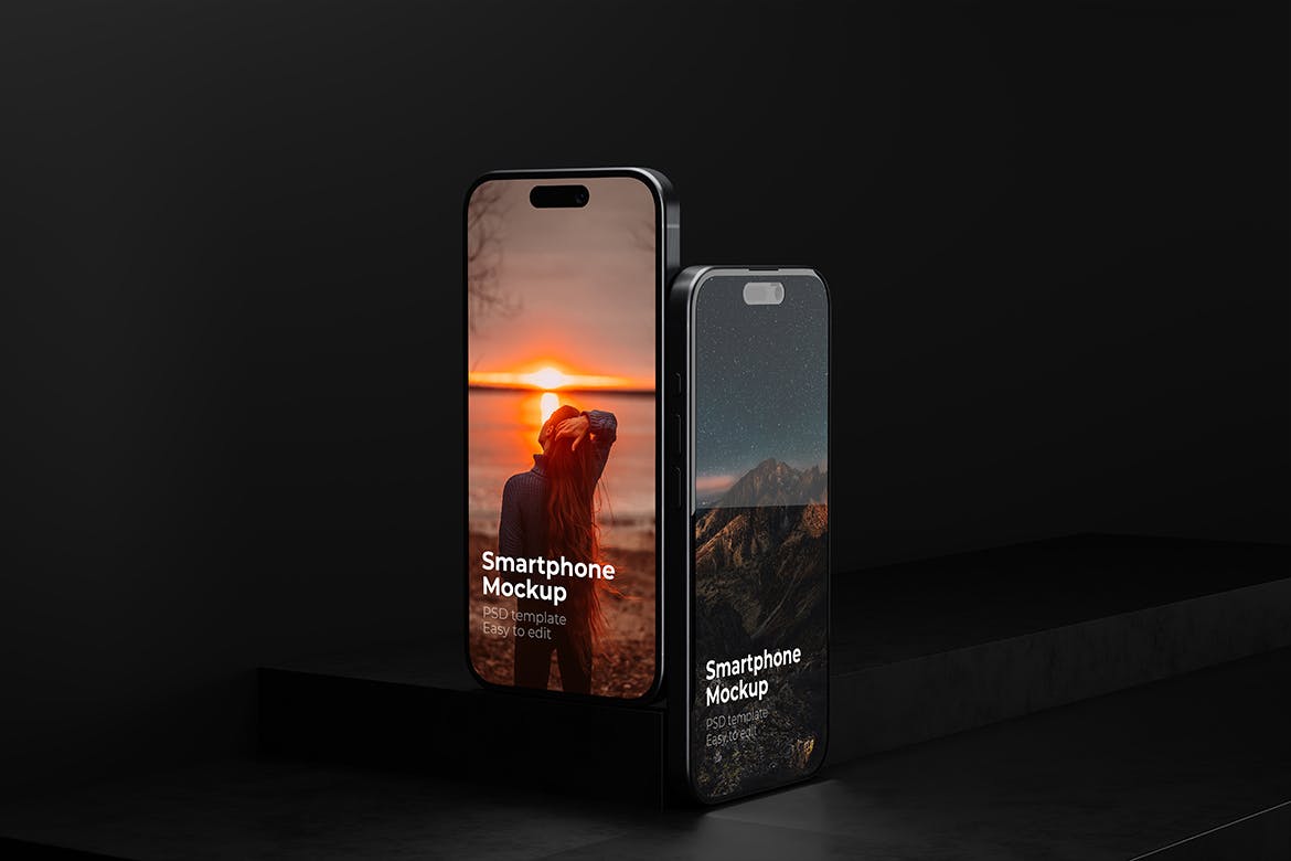 黑色逼真iPhone模型PSD素材包