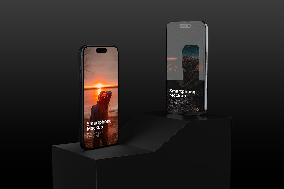 黑色逼真iPhone模型PSD素材包