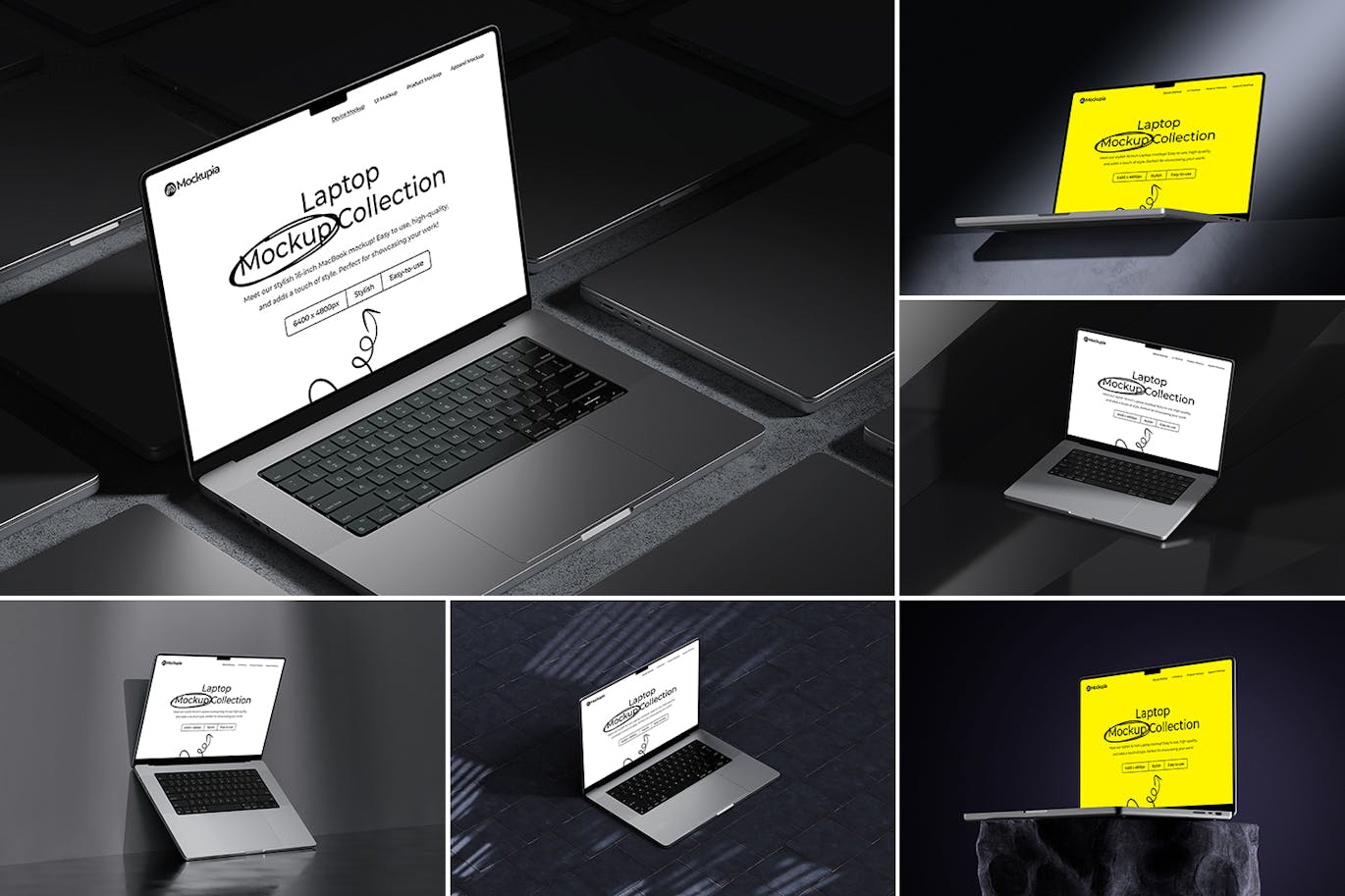 黑色质感笔记本电脑PSD样机素材