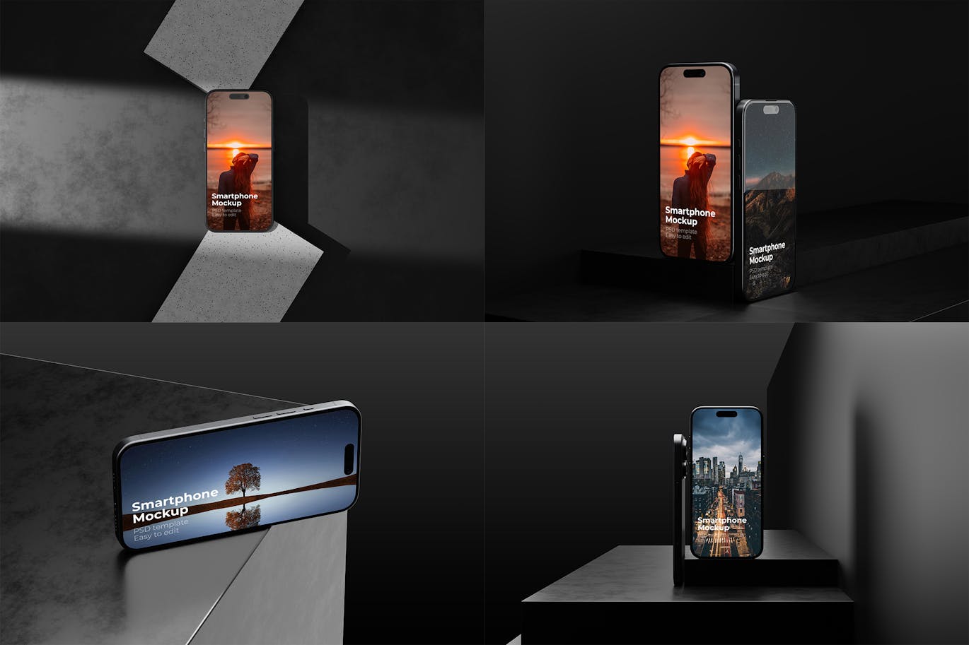 黑色逼真iPhone模型PSD素材包