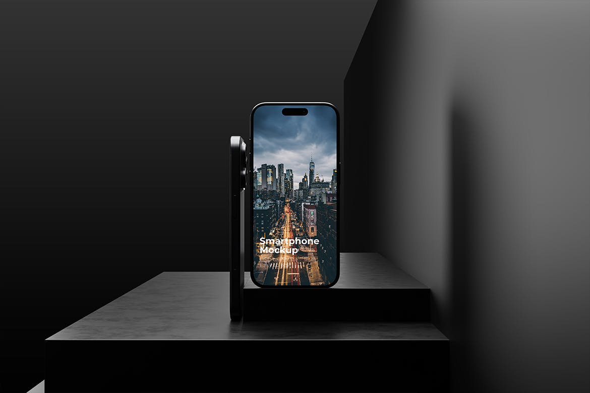 黑色逼真iPhone模型PSD素材包