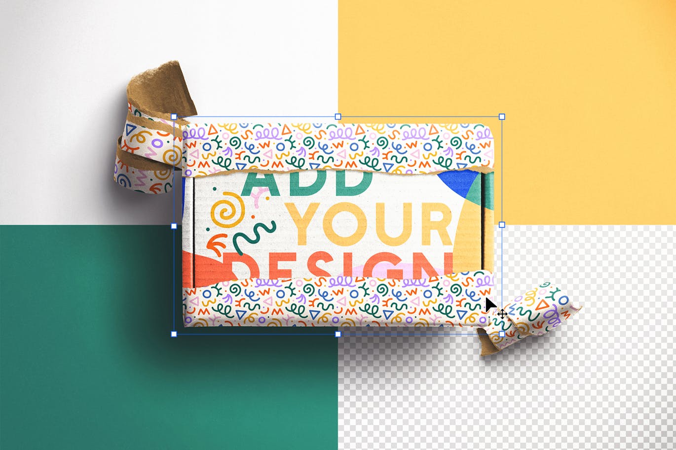 逼真的礼品盒撕裂PSD样机素材-2 逼真的礼品盒撕裂PSD样机素材