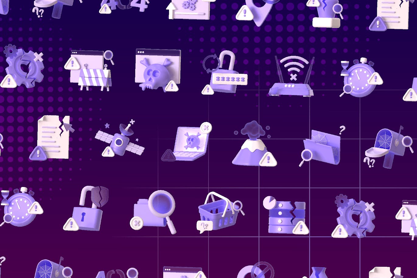 紫色404空状态3D图标素材包